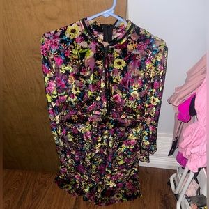 Floral Dress with cute neck tie bow